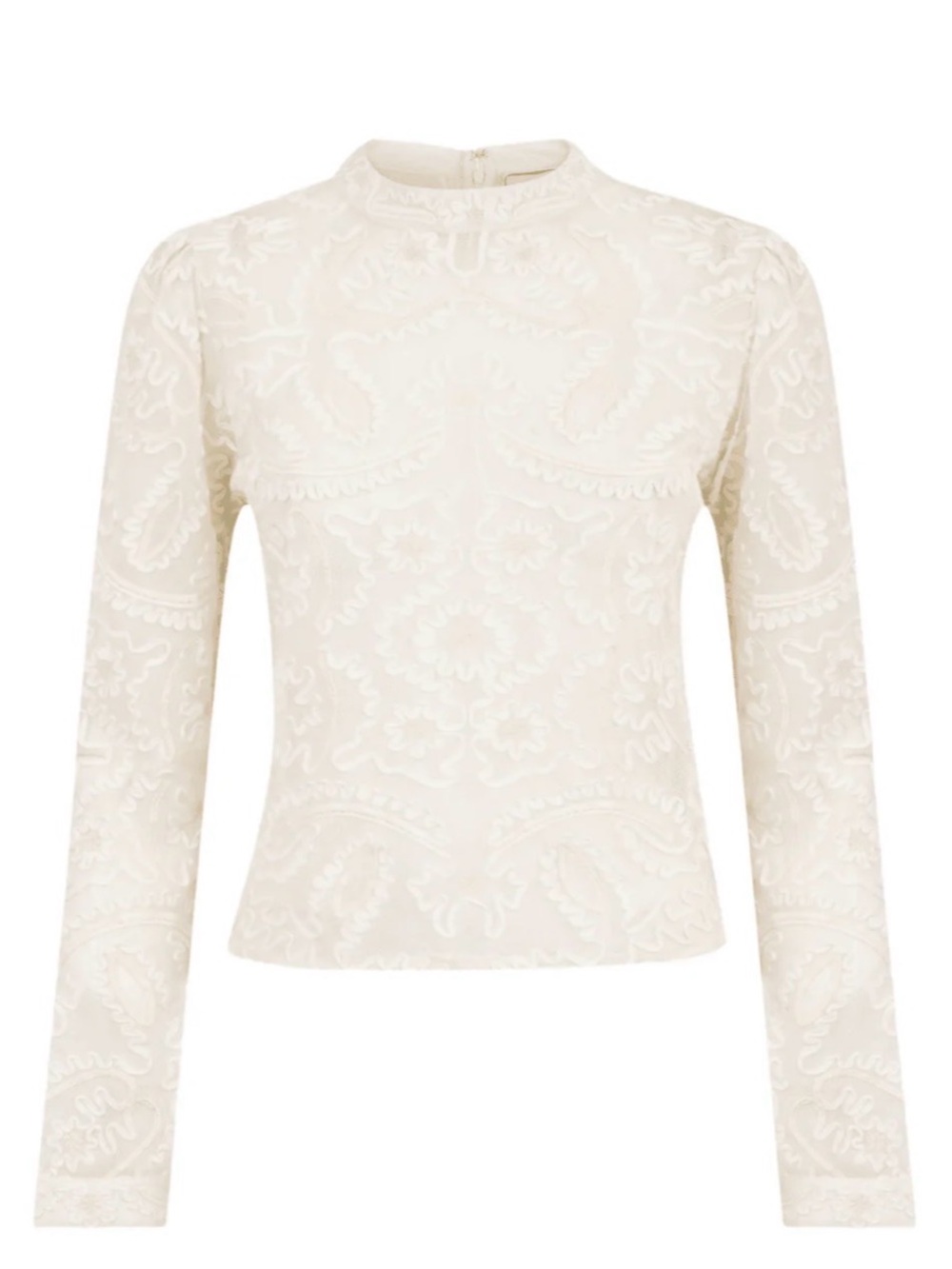 FARM Rio Cream Embroidered Long-Sleeve Blouse